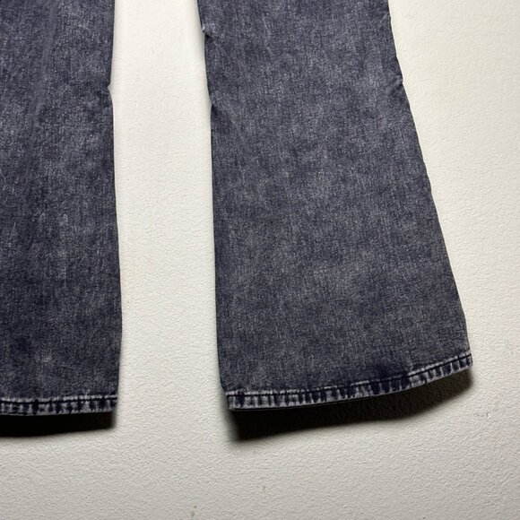 Manfinity Denim Jean Pant Women L Flared Bootcut Cargo Black Washed Punk Grunge - Picture 11 of 12